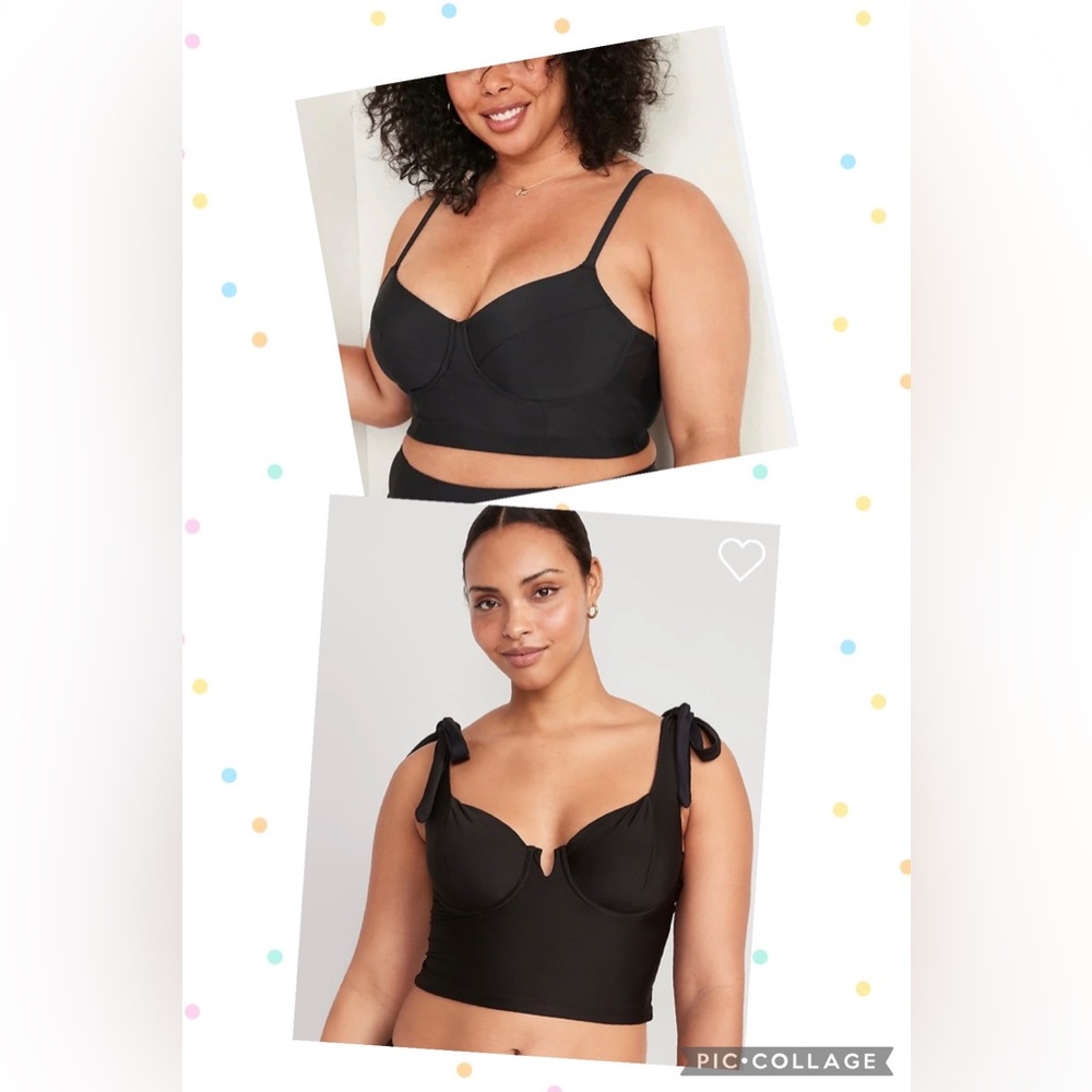 Swim Top Bundle - Plus Size Underwire Longline Bikini Top Size XXL - Black